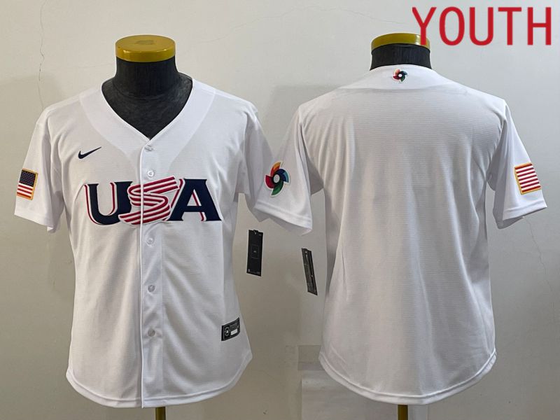 Youth 2023 World Cub USA Blank White MLB Jersey4->youth mlb jersey->Youth Jersey